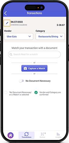 Manage documents & track transactions for reconciliation
